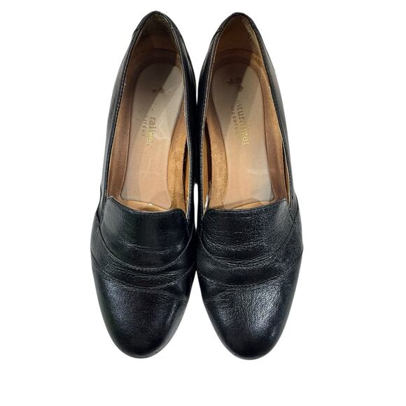 Women's Naturalizer 8M Coretta Black Leather Slip On Loafer Shoes Comfort Preppy - Picture 3 of 9